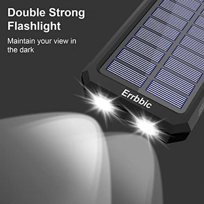 Solar Battery Charger with Compass + LED Lights is Waterproof and Portable