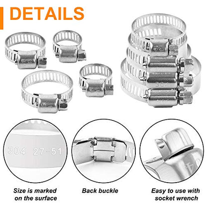 Hose Clamp, 78 Pack Stainless Steel Assortment