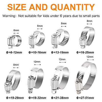 Hose Clamp, 78 Pack Stainless Steel Assortment - Grip Support Store