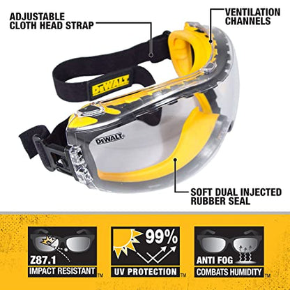 Dewalt - Clear Anti-Fog Dual Mold Safety Goggle, Clear Lens, 1 Pair - Grip Support Store