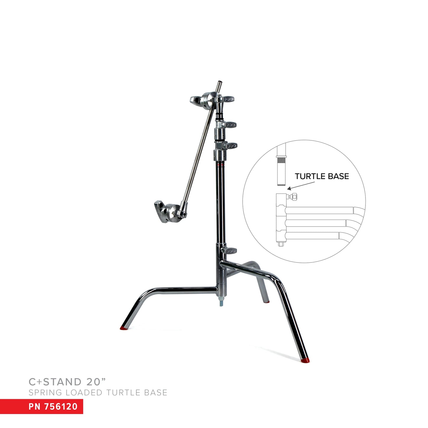 Matthews 20" C-Stand with Spring Loaded Turtle Base + Grip Arm and Head