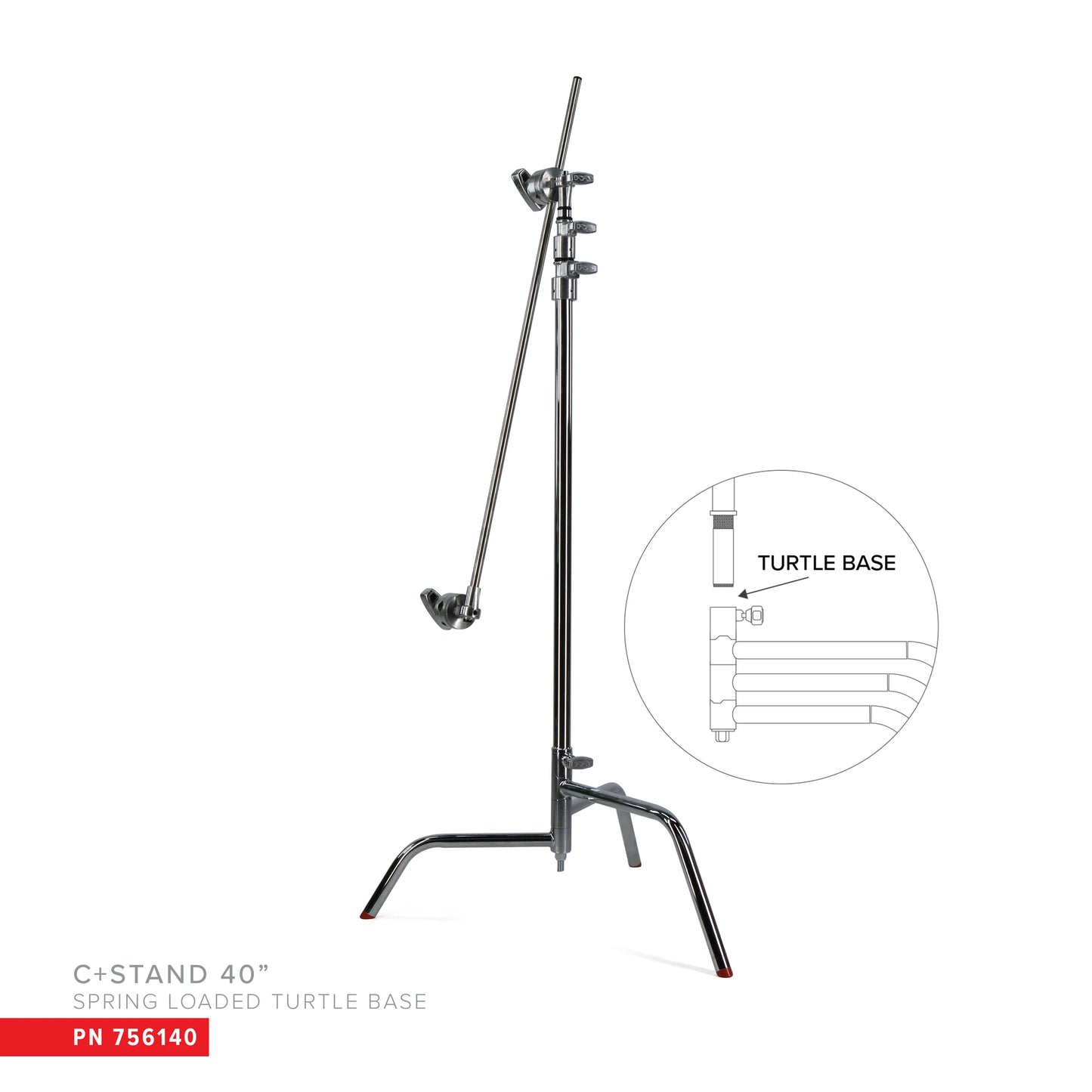 Matthews 40" C-Stand with Spring Loaded Turtle Base + Grip Arm and Head